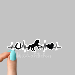 horse heartbeat horse shoe stickers, horse mom stickers, horse lover sticker, i love horses sticker, horses tumbler, horse sticker