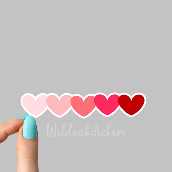 Valentines day pink shade hearts Stickers, Valentines Day shade hearts, retro heart stickers, mini heart stickers, mini water bottle sticker