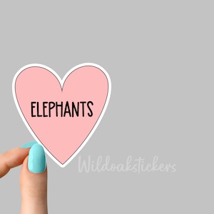 pink heart elephants sticker, elephants funny sticker, just a girl who loves elephants laptop elephants decal, elephants stickers