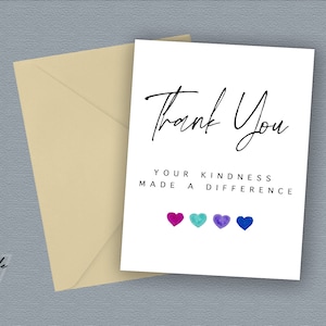 Merci cartes coeurs aquarelles, cartes de remerciement, carte de voeux texte personnalisée, carte d'anniversaire pour elle, cartes personnalisées pour lui, cartes de maman plante