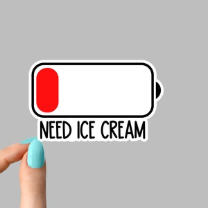 Necesito pegatina de batería de helado, pegatina de batería divertida, pegatina de café divertida para vaso, calcomanía de pegatina de café para computadora portátil Necesito vino con batería baja