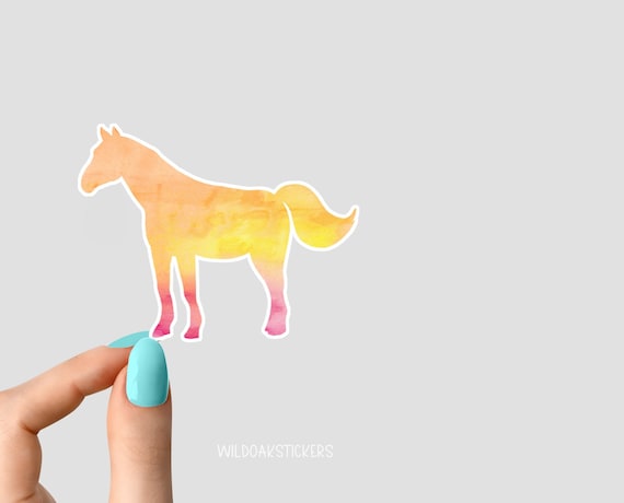 yellow watercolor horse stickers, horse watercolor sticker, horse laptop decals, tumbler stickers, water bottle sticker, water bottle decal