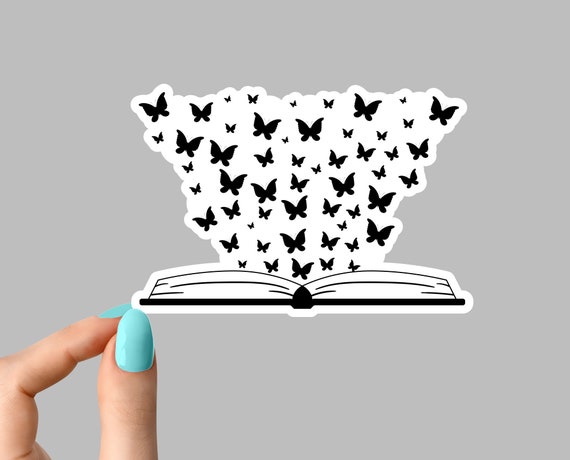 butterfly book sticker, funny book stickers, books laptop decals, tumbler stickers, car stickers, water bottle sticker