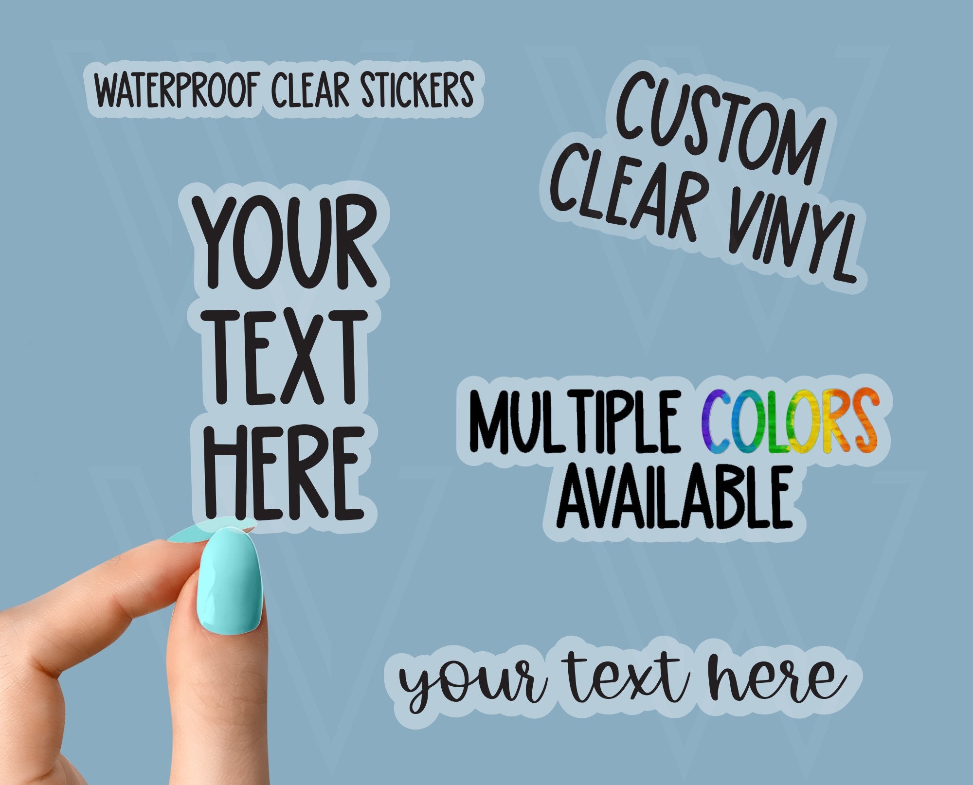 NEW Your Text Here Clear Vinyl Stickers, Custom Clear Vinyl Stickers,  Custom Clear Sticker, Clear Vinyl Custom Logo, Kiss Cut Custom Sticker 