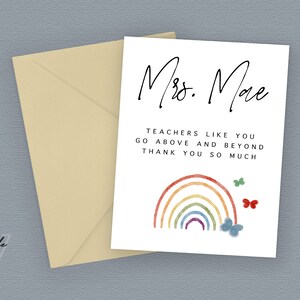 Cartes de remerciement arc-en-ciel pour professeur, cartes de remerciement, remerciement pour professeur, carte de voeux texte personnalisée, carte d'anniversaire pour elle, cartes personnalisées pour lui