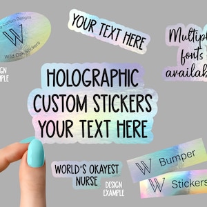 NEW your text here holographic vinyl stickers, custom logo holographic vinyl stickers, custom bumper sticker holographic vinyl custom logo