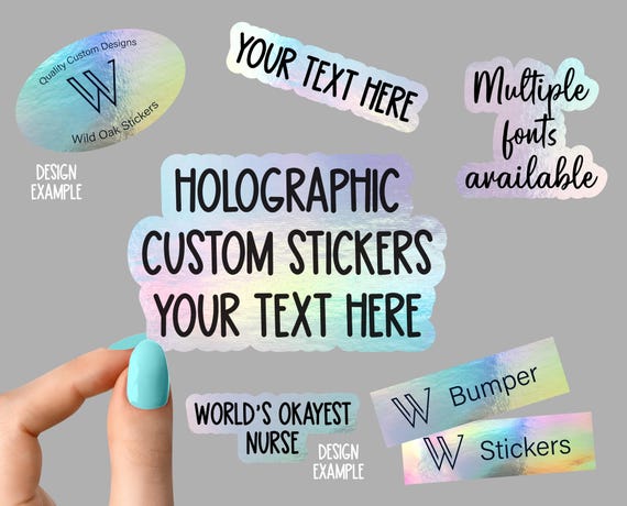 NEW your text here holographic vinyl stickers, custom logo holographic vinyl stickers, custom bumper sticker holographic vinyl custom logo