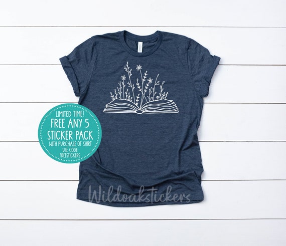 floral open book shirt, read books shirts custom motivational books shirts, custom apparel shirts, custom printed shirts, book t-shirts