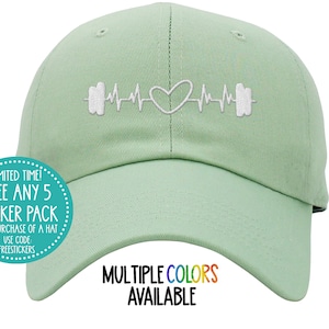 funny gym heartbeat hat personalized embroidered hat gym weights adjustable customized hat, customized exercise lover gifts gym gifts hat