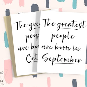 Carte d'octobre, carte d'anniversaire amusante, carte de décembre, carte de janvier, carte d'anniversaire pour elle, carte d'anniversaire pour lui