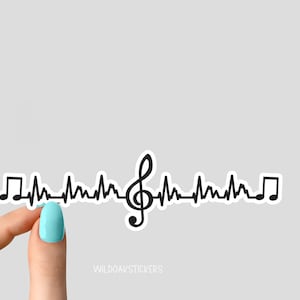 Hartslagsticker muzieknoten, muzieksticker, muziekstickers, grappige muziekstickers, laptopstickers, stickers songteksten,