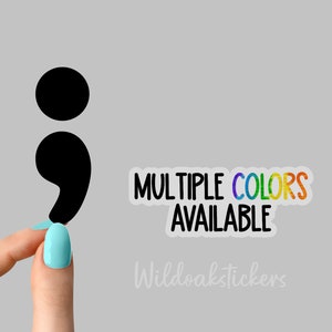 Stickers met puntkomma's, stickers geestelijke gezondheid, stickers voor bewustzijn van de geestelijke gezondheid, stickers volksgezondheid, stickers waterfles, glittersticker