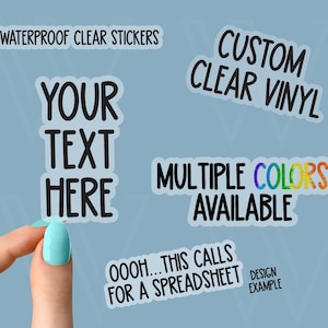 NEW your text here clear vinyl stickers, custom clear vinyl stickers, custom clear sticker, clear vinyl custom logo, kiss cut custom sticker