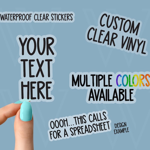 NEW your text here clear vinyl stickers, custom clear vinyl stickers, custom clear sticker, clear vinyl custom logo, kiss cut custom sticker