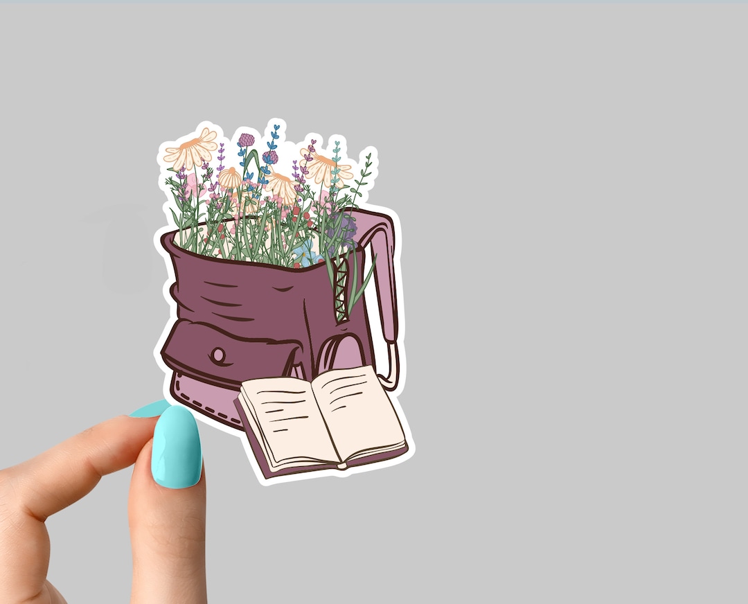 Flower Backpack Book Stickers, Funny Book Stickers, Books Laptop Decals ...