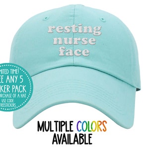 resting nurse face funny nurse hats personalized embroidered hat nursing adjustable customized hat, customized nurse gifts embroidered hat