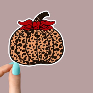 red leopard spotted pumpkin stickers fall Laptop stickers, fall weather pumpkin funny stickers, leopard stickers sarcasm laptop decal