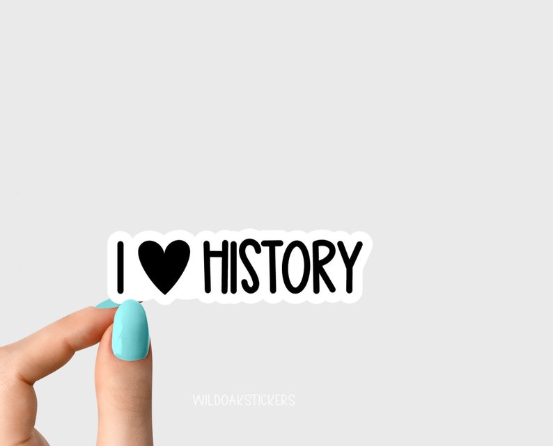 i heart love history sticker, history sticker, laptop decals, tumbler stickers, water bottle sticker, water bottle image 1