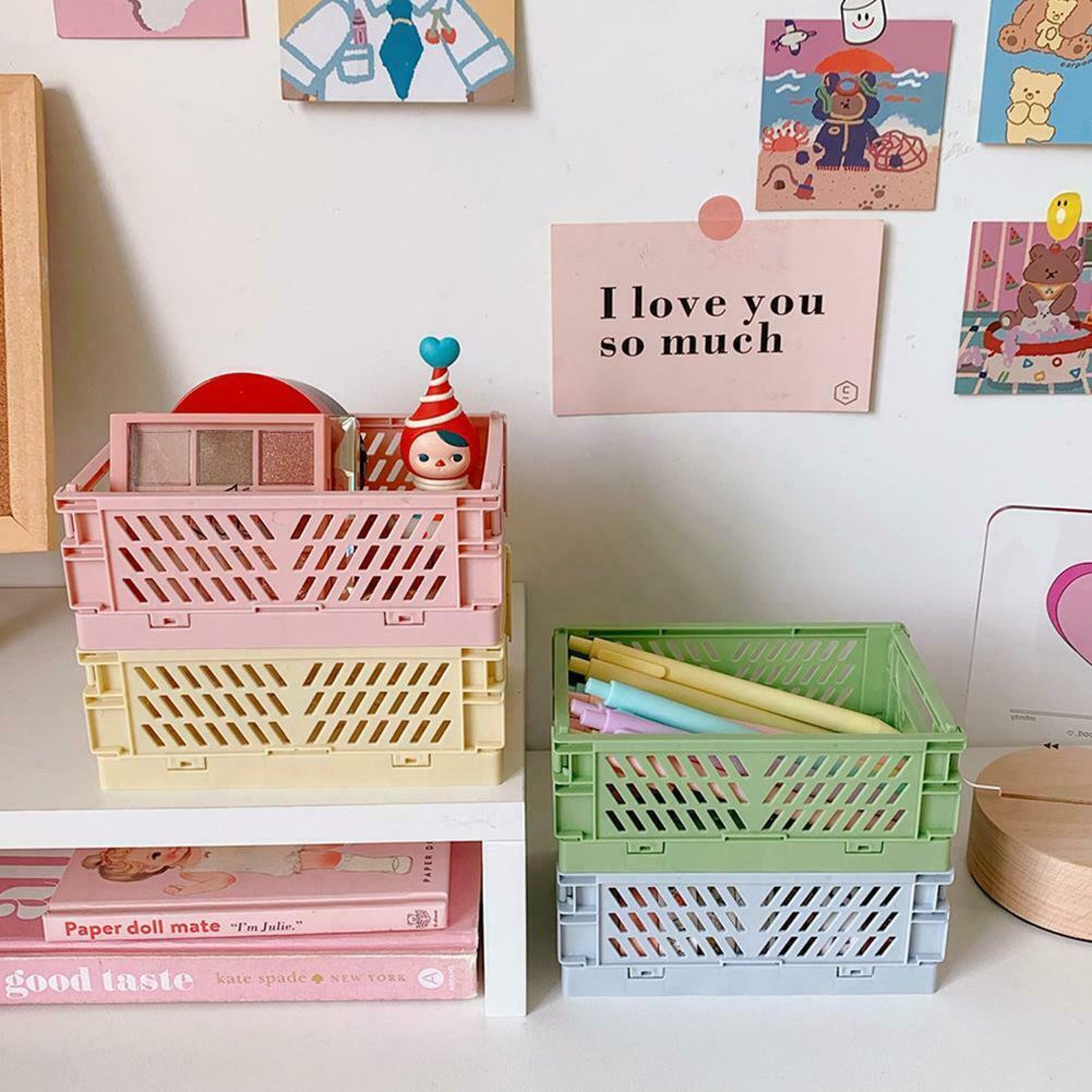 Mini pastel foldable storage box collapsible crates Etsy