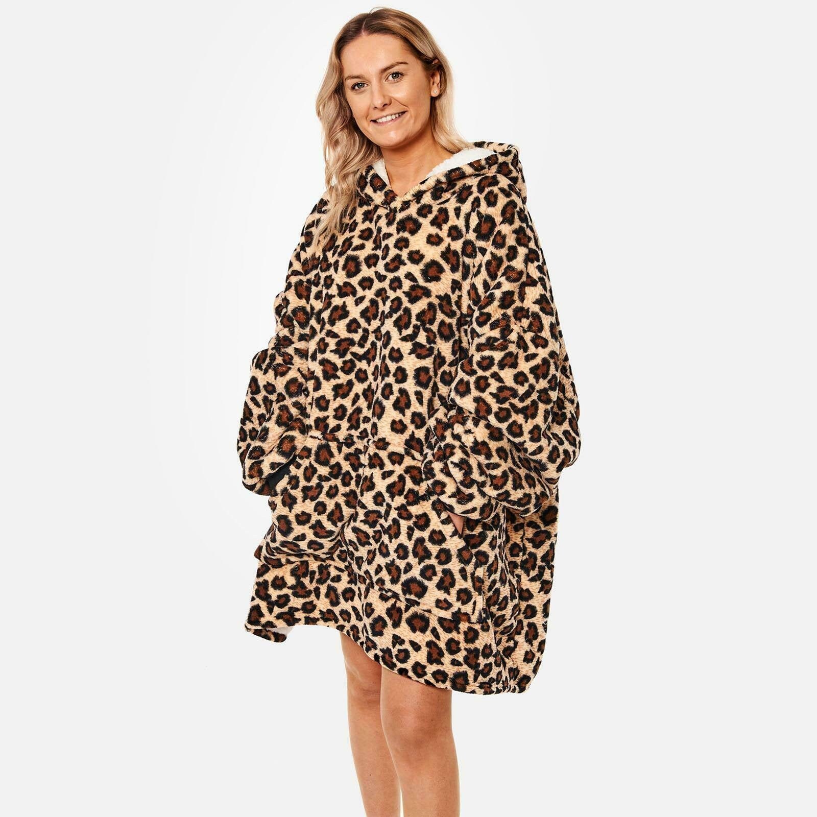 Leopard Print Blanket Hoodie UK Giant Wearable Big Sherpa | Etsy