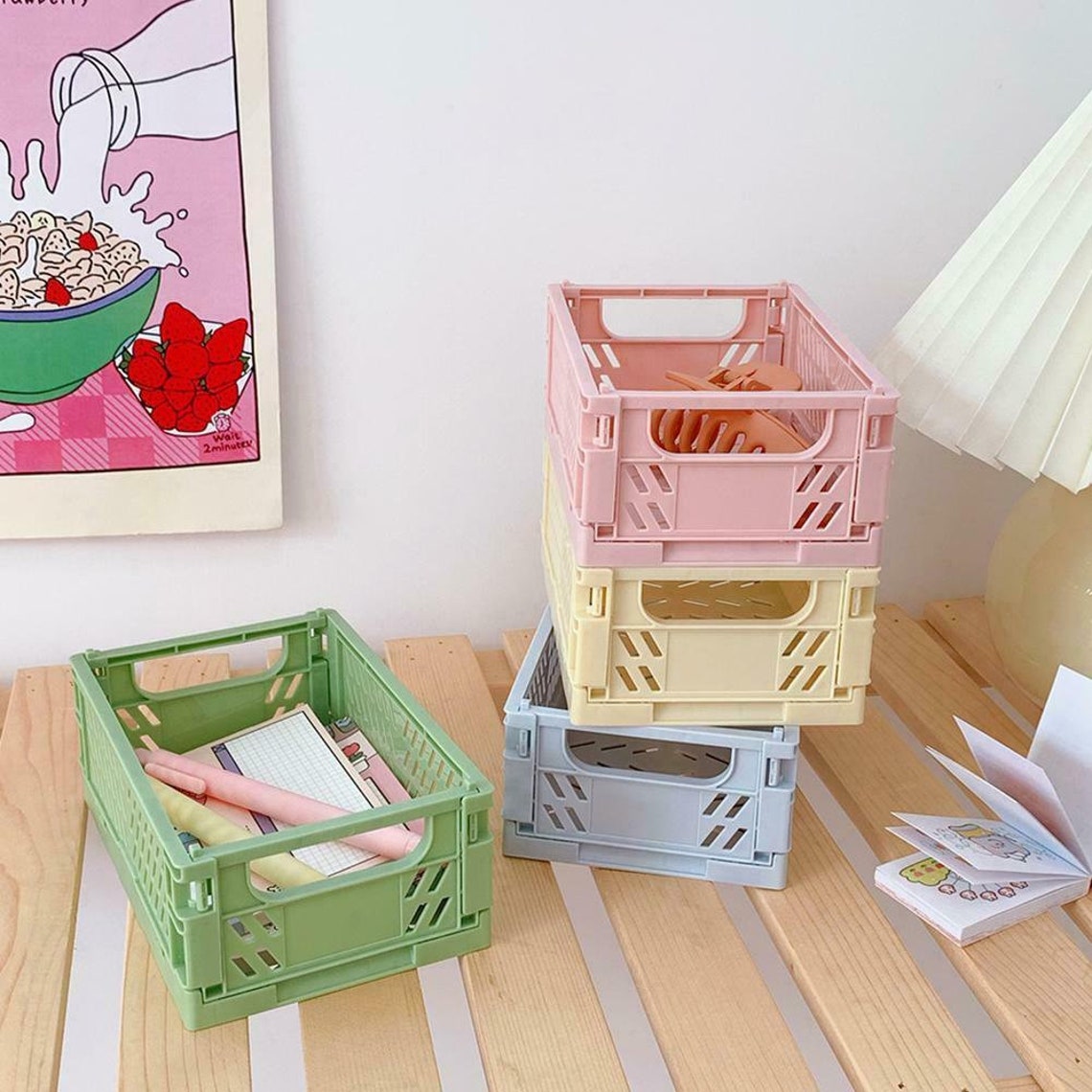 Mini pastel foldable storage box collapsible crates Etsy