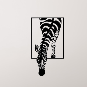 Zebra Metal Wall Art, Geometric Animal Wall Decor, Abstract Housewarming Gift, Contemporary Metal Decor Abstract Home Wall Hangings Black