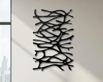 Geometric Metal Tree Wall Art: Modern Minimalist Black Decor