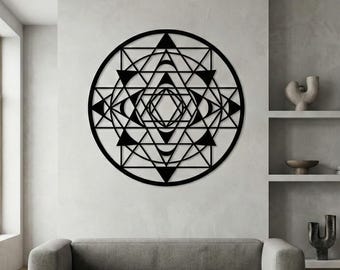Sri Yantra Metal Wall Art – Sacred Geometry Zen Decor