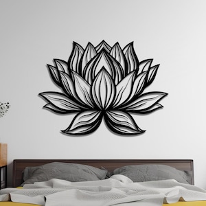 Lotus Flower Metal Wall Art, Yoga Studio Wall Decor, Garden Flower Gift, Outdoor Wall Art, Housewarming Gift Hanging
