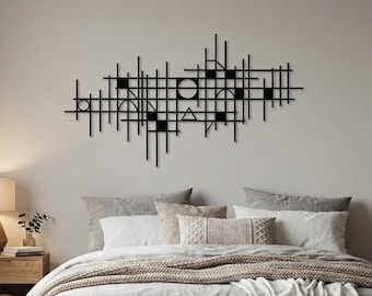 Metal Wall Art: Decor with Geometric Lines, Modern Piece for Living Space