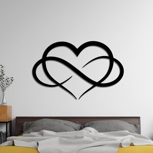 Decorazione da parete in metallo a forma di cuore infinito, decorazione geometrica dell'amore