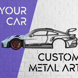 Your Personalized Car Metal Wall Art, Own Car Wall Decor, Car Lovers Gift Idea, Car Line Art, Racing Automobile Decor, Personalized Gift