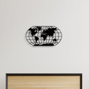 Affiche en métal de carte du monde, affiche murale en acier inoxydable de carte, affiche de la terre, affiche du monde découpée au laser, décoration d'intérieur, art mural