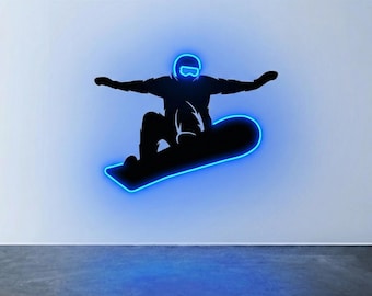 Custom Snowboarder LED Sign | Personalized Metal Wall Art | Teen