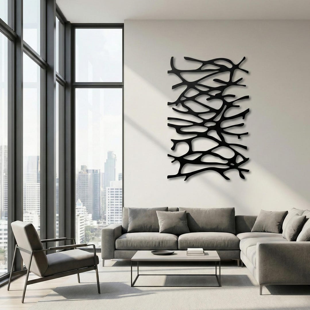 Geometric Metal Tree Wall Art: Modern Minimalist Black Decor - Etsy