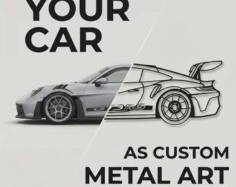 Individuell gestaltete Auto-Wanddeko aus Metall, personalisierte Auto-Silhouette nach Foto, Geschenk für Autoliebhaber, Garagendekoration, Schild für die Männerhöhle, Vatertagsgeschenk