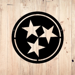 Decorazione da parete in metallo del Tennessee, insegna dello Stato in acciaio inossidabile, decorazione industriale per la casa, cerchio con tre stelle, decorazione per l&#39;ufficio, regalo per i cittadini del Tennessee