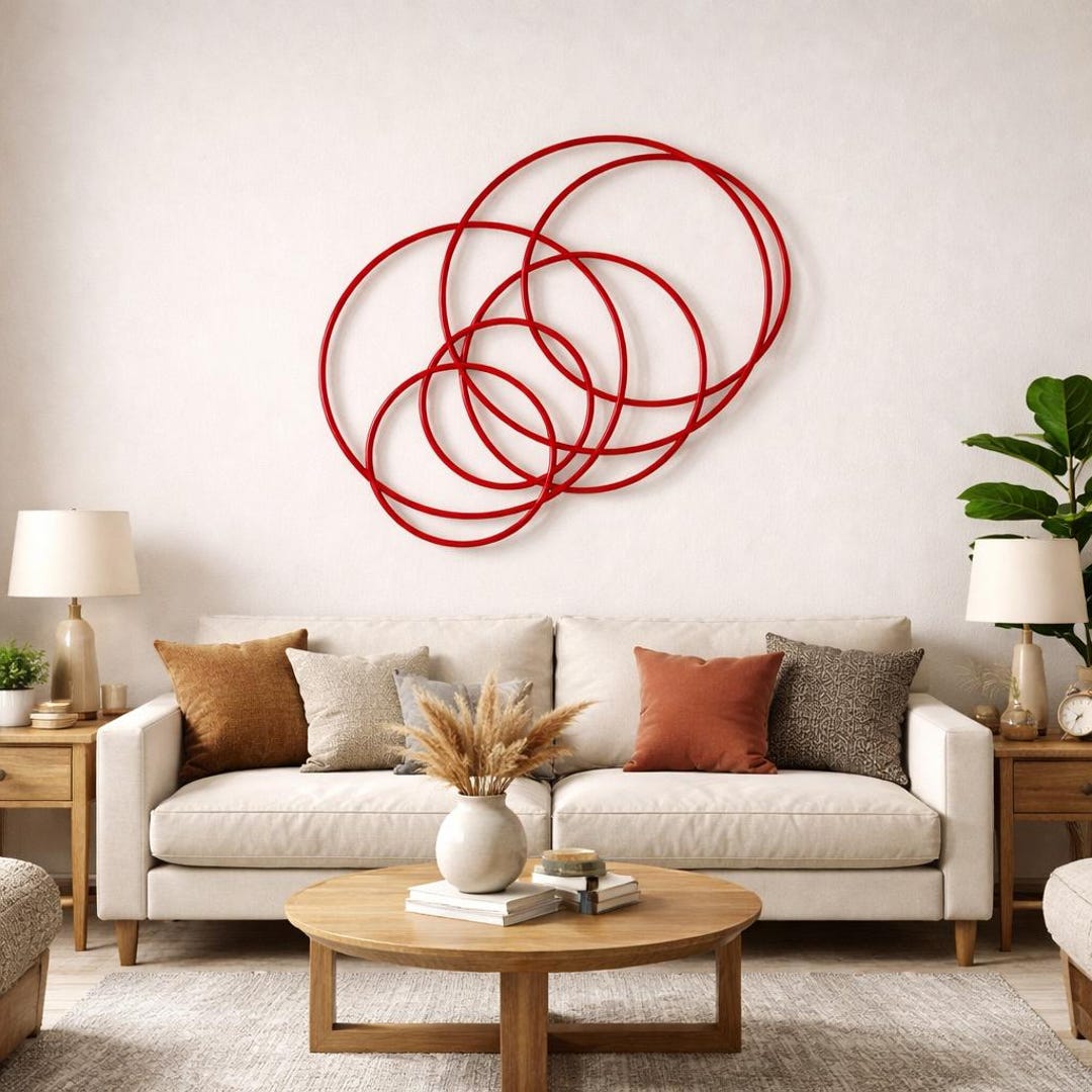 Metal Wall Art Circle: Abstract Metal Decor for Bedroom and Living Room ...