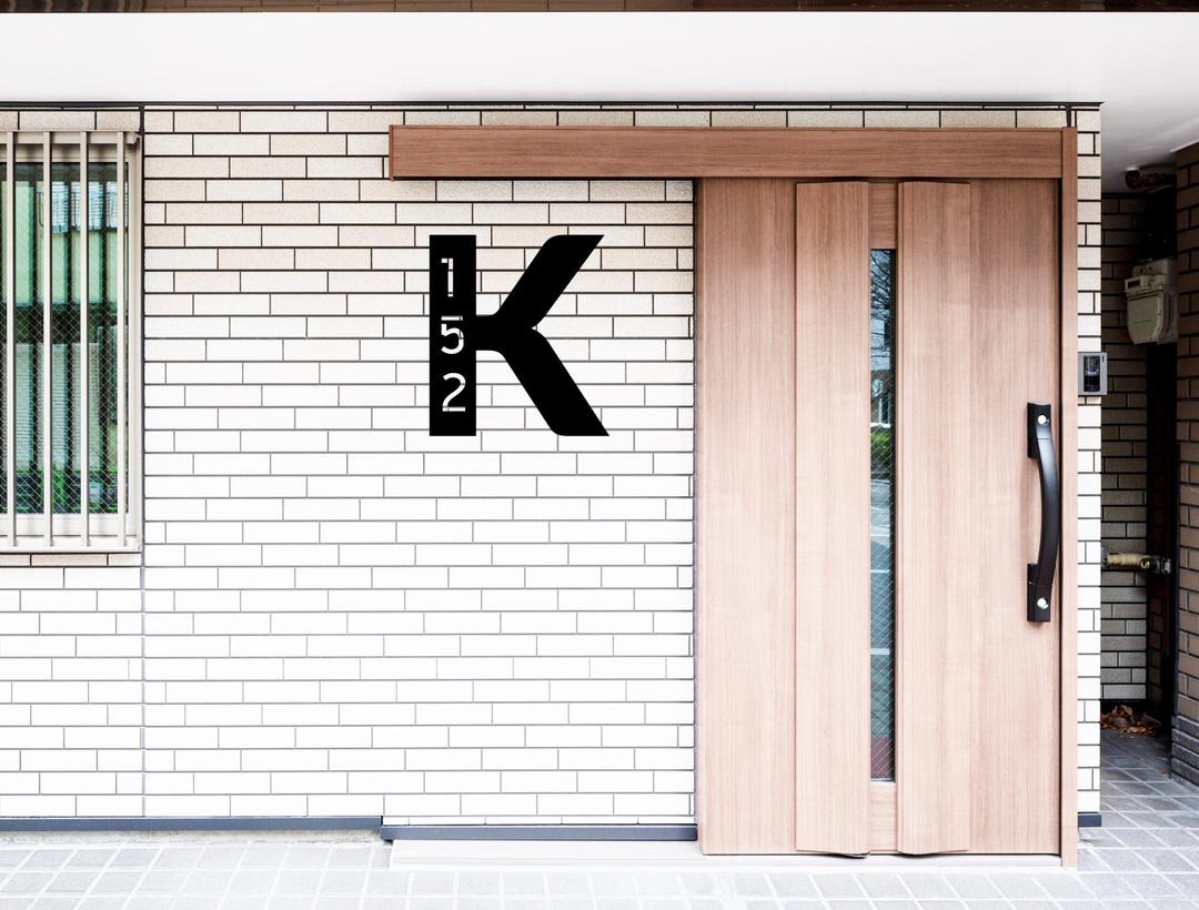 Monogram Address Sign, Laser Cut Stainless Steel House Number Plaque ...