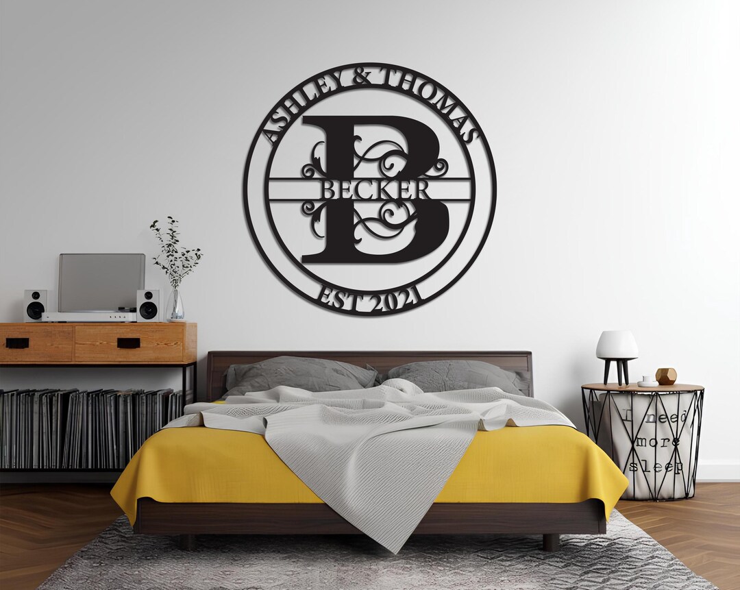 Custom Metal Monogram Sign, Personalized Family Name Metal Sign ...