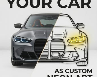 Kundenspezifische Auto-Metallwandkunst, personalisierte Auto-Silhouette-LED-Neonzeichen, Garagen-Dekor-Geschenk für ihn, Auto-Enthusiasten-Vatertagsgeschenk