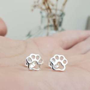 Sterling Silver Dog Paw Studs, Silver Dog Paw Studs, Dog Paw Earrings, Dog Lover Gift, Silver Dog Earrings, Dog Mum Gift