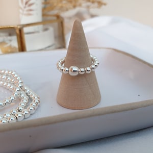 Sterlingzilveren kraalring, rekbare balringen, rekbare ring, stapelring, zilveren stretchring, ringen voor beste vrienden