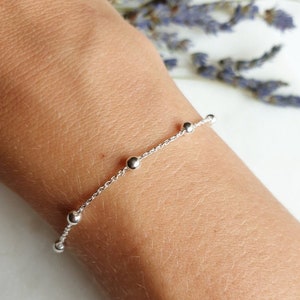 Sterling Silver Satellite Bracelet, Silver Bead Bracelet, Silver Ball Bracelet, Silver Classy Bracelet Bridesmaid Gift