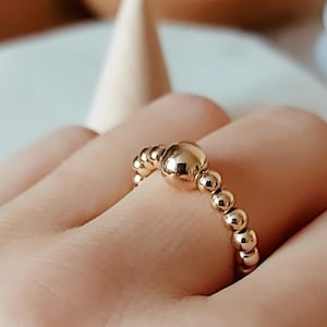 14K Gold Filled Stretch Ring, Gold Filled Stretchy Ring, Gold Ball Ring, Gold Filled Beaded Ring, Gold Filled Stacking Ring
