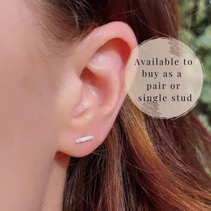 Sterling Silver Bar Earring, Sparkle Earrings, Bar Stud Earrings, Silver Bar Earrings, Minimal Silver Studs, Line Earrings