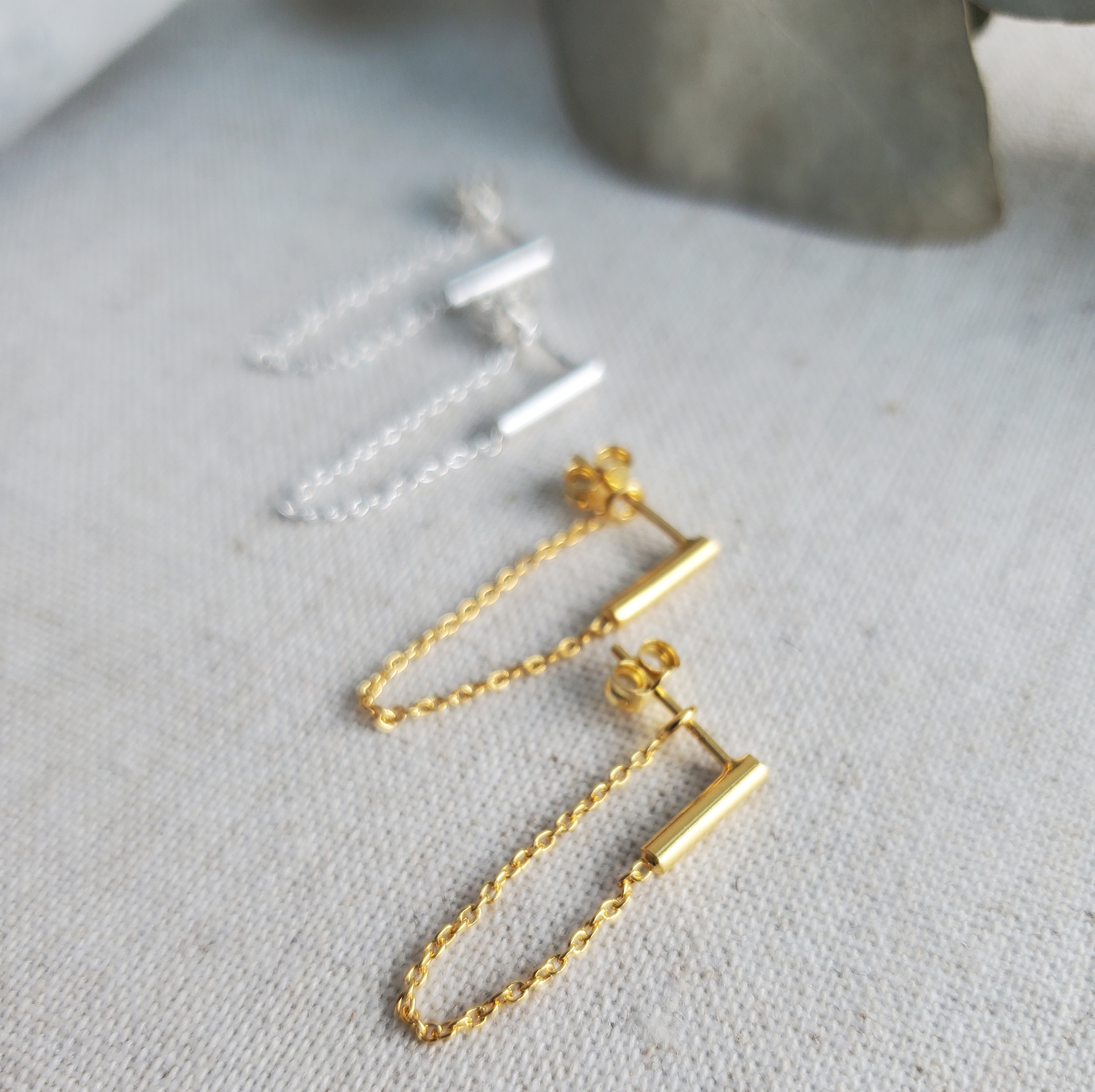 Bar Chain Earrings Etsy UK