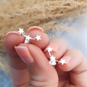 Sterling Silver Star Ear Crawlers, Star Ear Climbers, Silver Star Earrings, Silver Star Studs, Bridesmaid Earrings, Special Birthday Gift