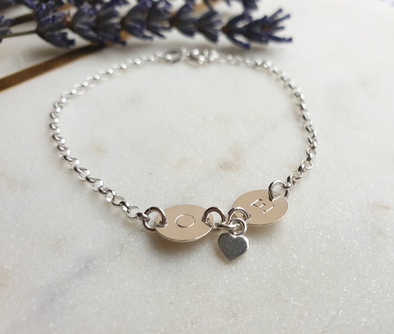 Sterling silver deals initial bracelet