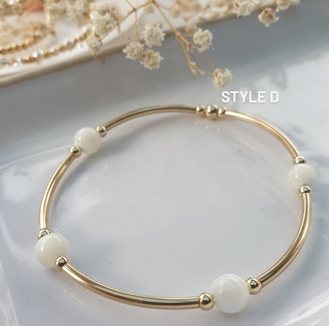 Gold Filled Stretch Bracelet, Mixed Metal Elasticated